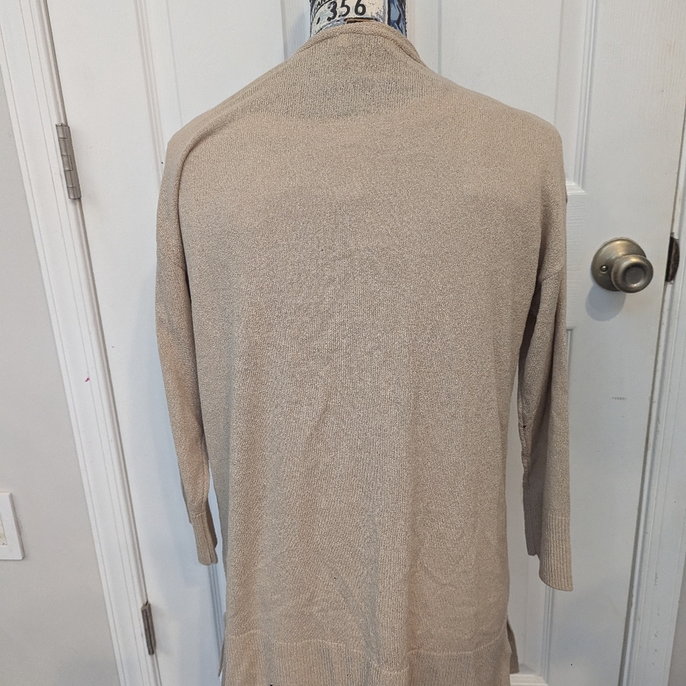 Anthropologie Dex open cardigan beige tan natural 3/4 sleeves size M - Picture 2 of 6